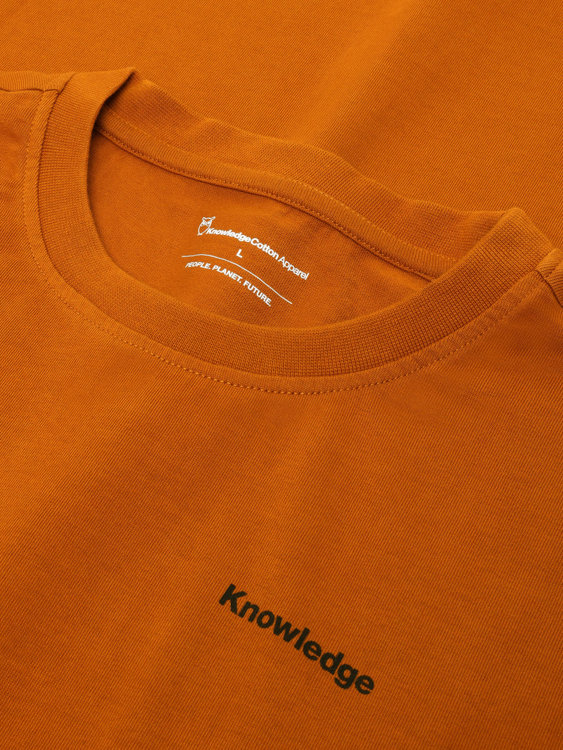 KnowledgeCotton Apparel - MEN Regenerative Organic Cotton Back Print T-Shirt GOTS T-shirts 1485 Pumpkin Spice