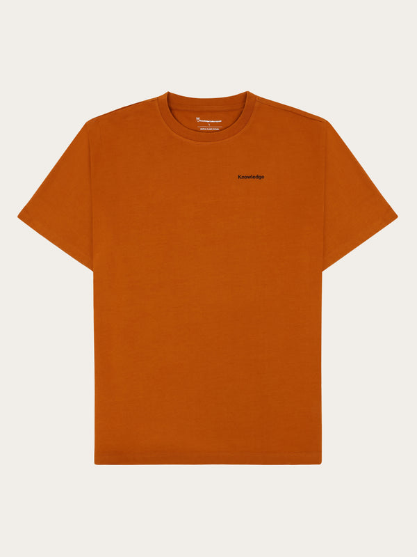 KnowledgeCotton Apparel - MEN Regenerative Organic Cotton Back Print T-Shirt GOTS T-shirts 1485 Pumpkin Spice
