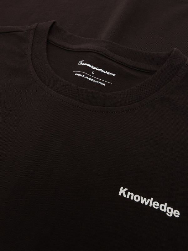 KnowledgeCotton Apparel - MEN Regenerative Organic Cotton Back Print T-Shirt GOTS T-shirts 1487 Chocolate Torte