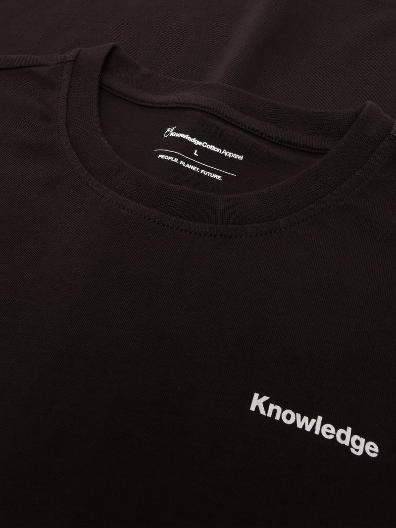 KnowledgeCotton Apparel - MEN Regenerative Organic Cotton Back Print T-Shirt GOTS T-shirts 1487 Chocolate Torte