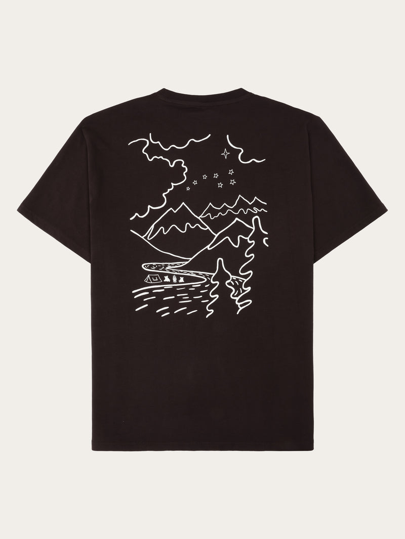 KnowledgeCotton Apparel - MEN Regenerative Organic Cotton Back Print T-Shirt GOTS T-shirts 1487 Chocolate Torte