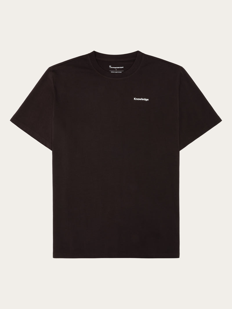 KnowledgeCotton Apparel - MEN Regenerative Organic Cotton Back Print T-Shirt GOTS T-shirts 1487 Chocolate Torte