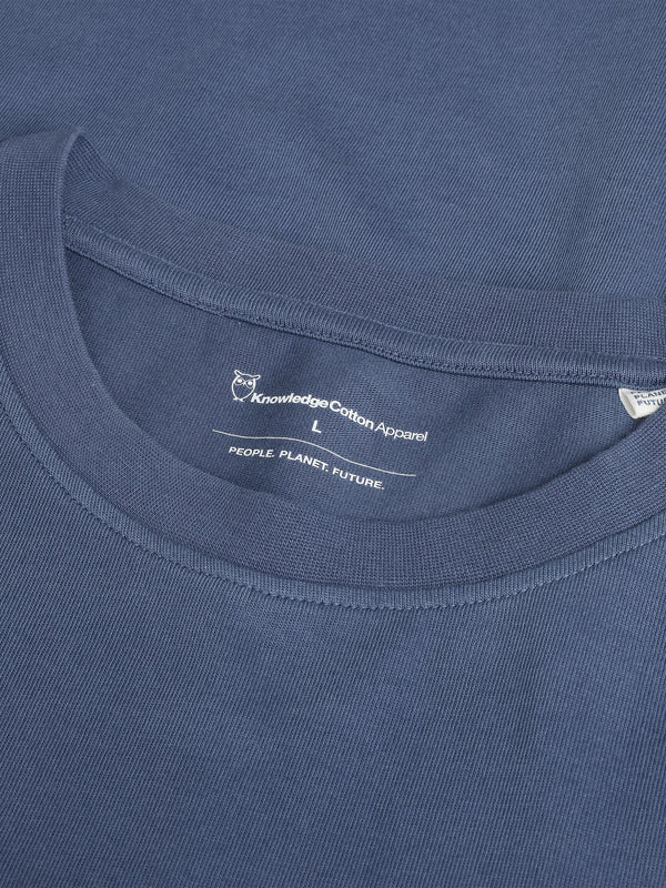 KnowledgeCotton Apparel - MEN Regenerative Organic Cotton Back Printed T-Shirt Water Is Life GOTS/Vegan T-shirts 1226 Vintage Indigo