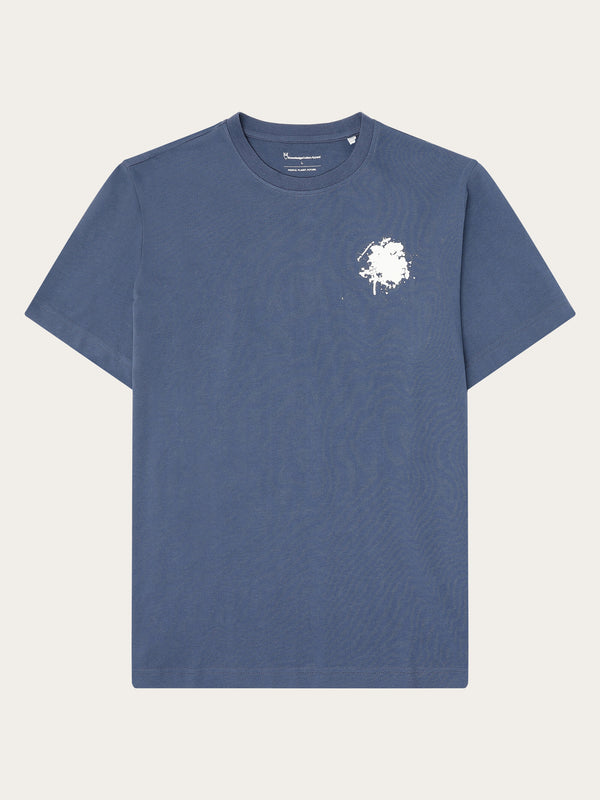 KnowledgeCotton Apparel - MEN Regenerative Organic Cotton Back Printed T-Shirt Water Is Life GOTS/Vegan T-shirts 1226 Vintage Indigo