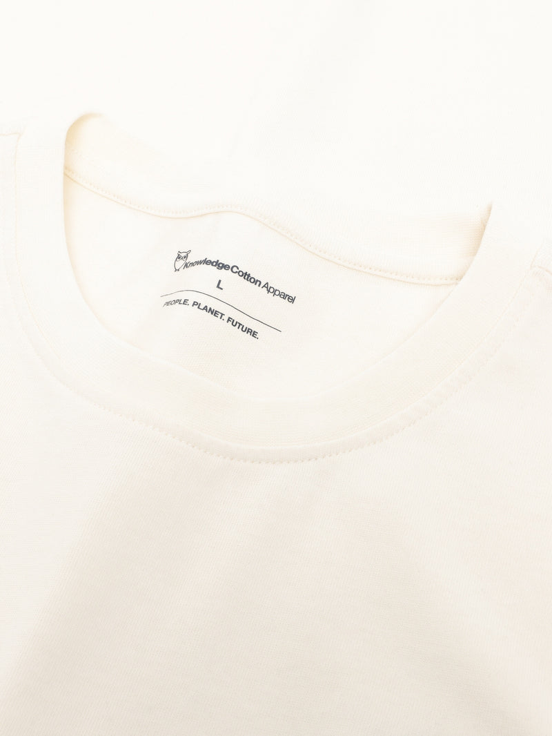 KnowledgeCotton Apparel - MEN Regenerative Organic Cotton Chest Embroidery T-Shirt GOTS T-shirts 1387 Egret