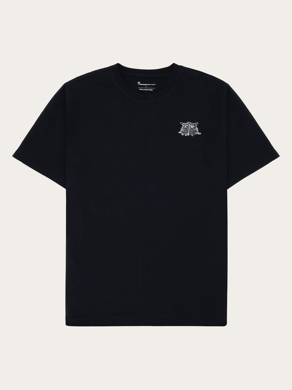 KnowledgeCotton Apparel - MEN Regenerative Organic Cotton Chest Embroidery T-Shirt GOTS T-shirts 1412 Night Sky