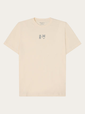 KnowledgeCotton Apparel - MEN Regenerative Organic Cotton Chest Printed T-Shirt Water Is Life GOTS/Vegan T-shirts 1387 Egret