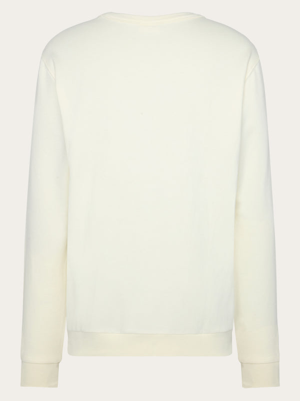 KnowledgeCotton Apparel - MEN Regenerative Organic Cotton Embroidery Crew Neck GOTS/Vegan Sweats 1387 Egret