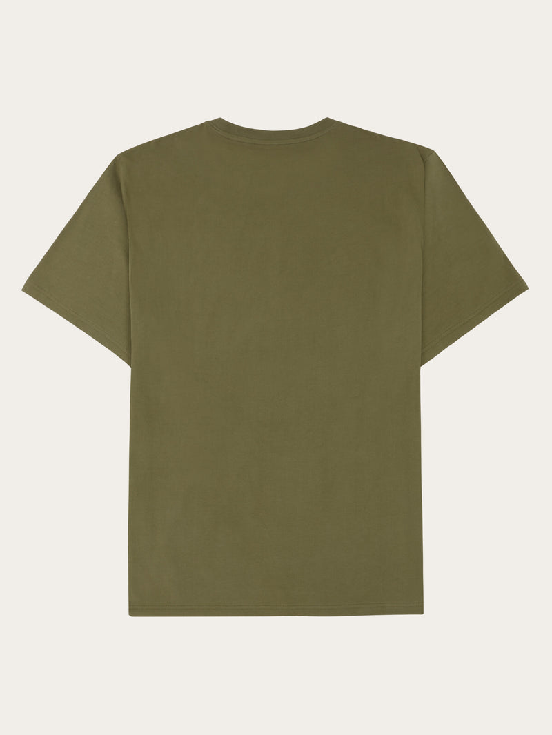 KnowledgeCotton Apparel - MEN Regenerative Organic Cotton Front Print T-Shirt GOTS T-shirts 1068 Burned Olive