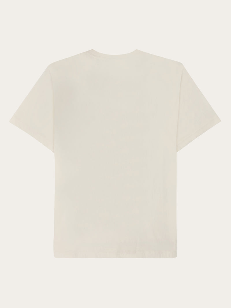 KnowledgeCotton Apparel - MEN Regenerative Organic Cotton Front Print T-Shirt GOTS T-shirts 1387 Egret