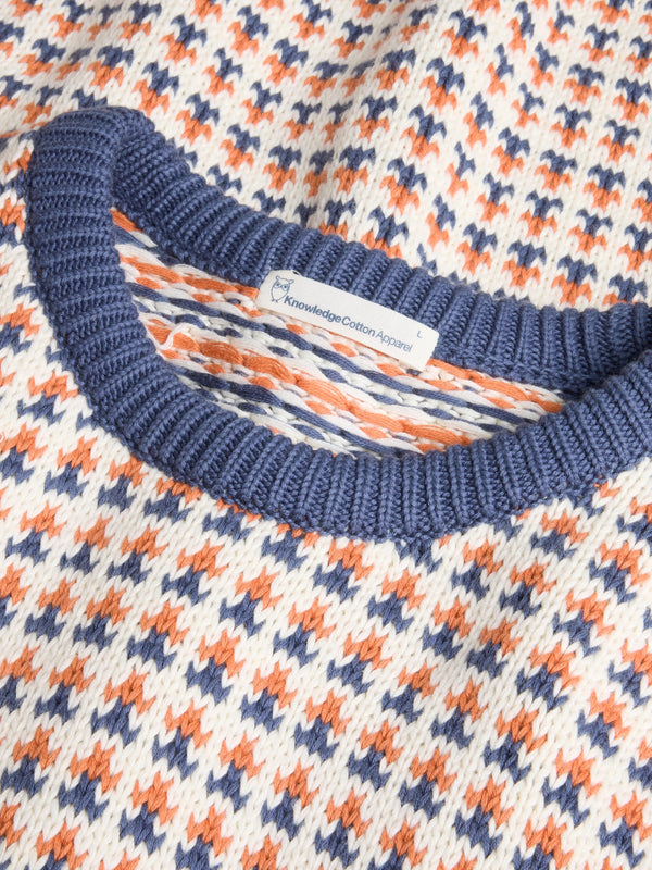 KnowledgeCotton Apparel - MEN Regenerative Organic Cotton Jaquard Crew Neck Knit GOTS/Vegan Knits 8032 Multi color stripe