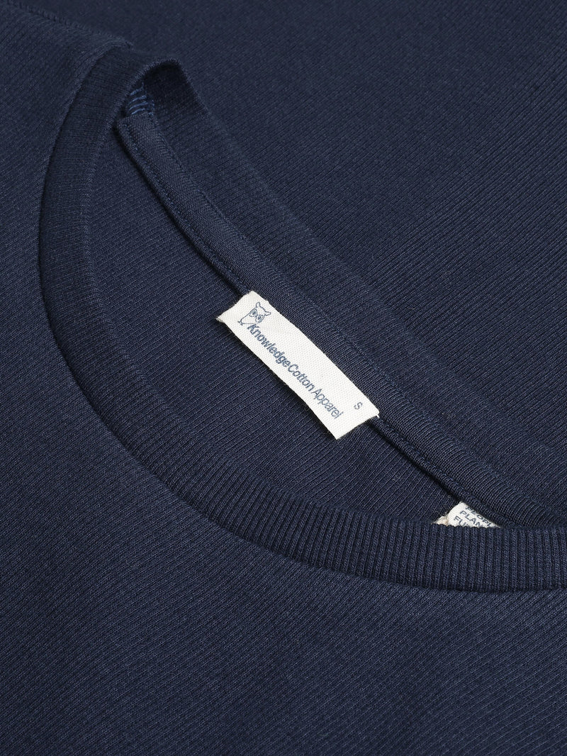 KnowledgeCotton Apparel - WMN Regenerative Organic Cotton Rib Long Sleeve GOTS/Vegan T-shirts 1412 Night Sky