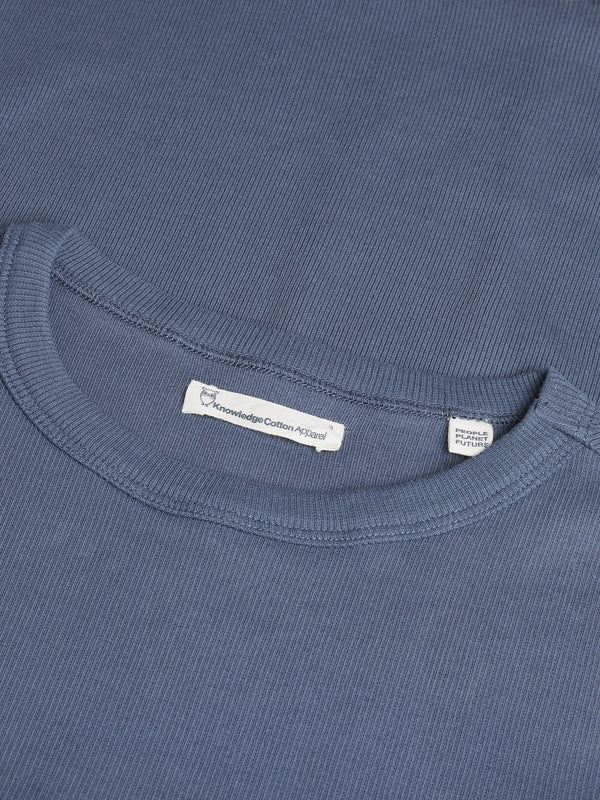 KnowledgeCotton Apparel - WMN Regenerative Organic Cotton Rib T-Shirt GOTS/Vegan T-shirts 1226 Vintage Indigo