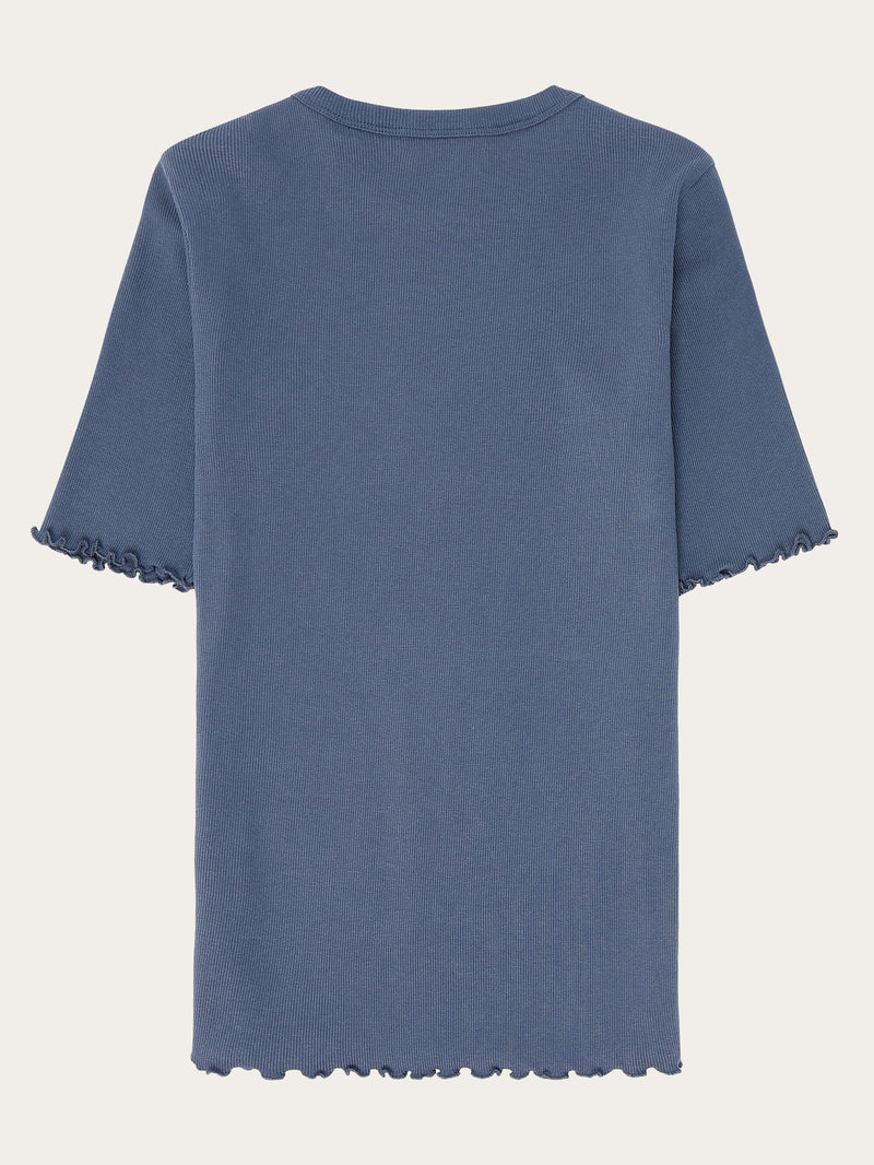 KnowledgeCotton Apparel - WMN Regenerative Organic Cotton Rib T-Shirt GOTS/Vegan T-shirts 1226 Vintage Indigo