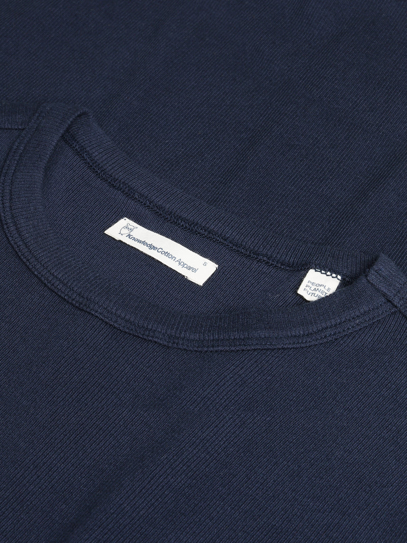 KnowledgeCotton Apparel - WMN Regenerative Organic Cotton Rib T-Shirt GOTS/Vegan T-shirts 1412 Night Sky