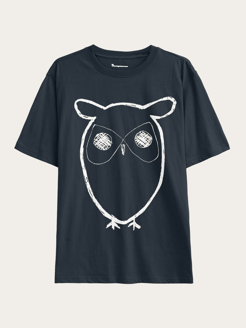 KnowledgeCotton Apparel - MEN Regular big owl front print t-shirt - GOTS T-shirts 1001 Total Eclipse