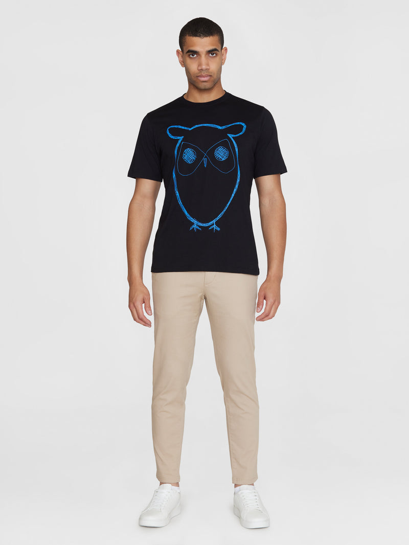 KnowledgeCotton Apparel - MEN Regular big owl front print t-shirt - GOTS/Vegan T-shirts 9992 item color