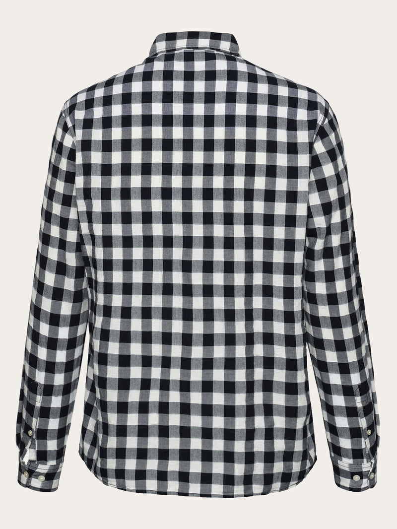 KnowledgeCotton Apparel - MEN Regular checked shirt - GOTS/Vegan Shirts 7021 blue check