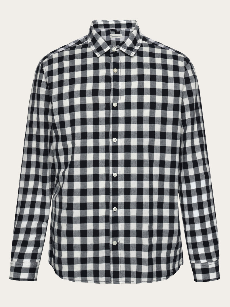 KnowledgeCotton Apparel - MEN Regular checked shirt - GOTS/Vegan Shirts 7021 blue check