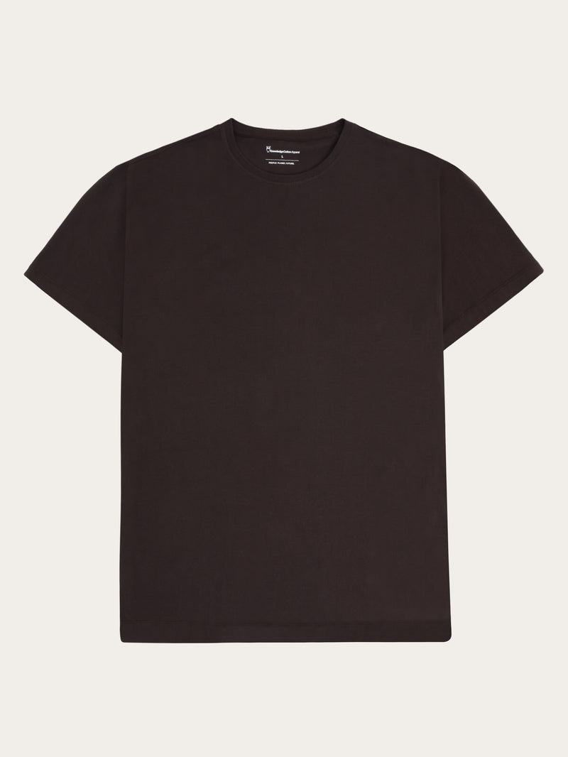KnowledgeCotton Apparel - MEN Regular fit Basic tee T-shirts 1487 Chocolate Torte