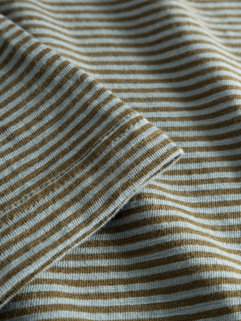 KnowledgeCotton Apparel - MEN Regular fit Striped basic tee T-shirts 8023 Green stripe