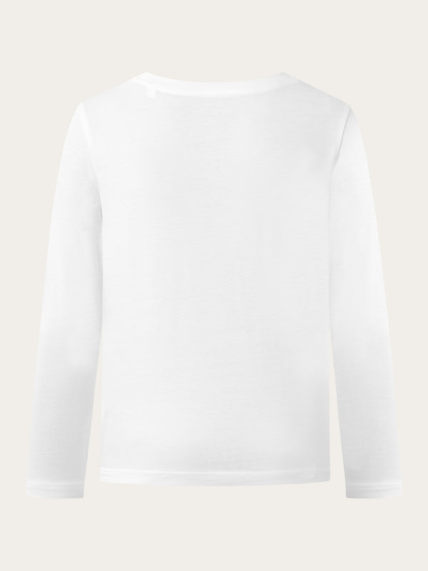 KnowledgeCotton Apparel - YOUNG Regular fit badge long sleeved Long Sleeves 1010 Bright White