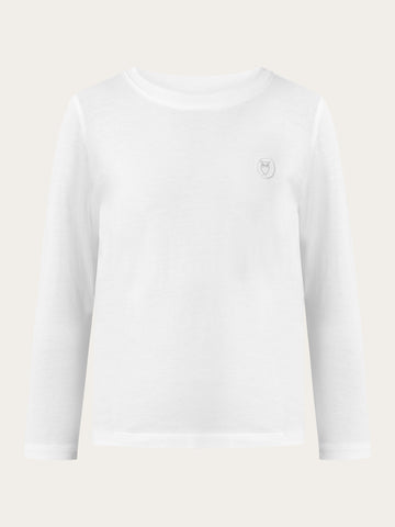 KnowledgeCotton Apparel - YOUNG Regular fit badge long sleeved Long Sleeves 1010 Bright White