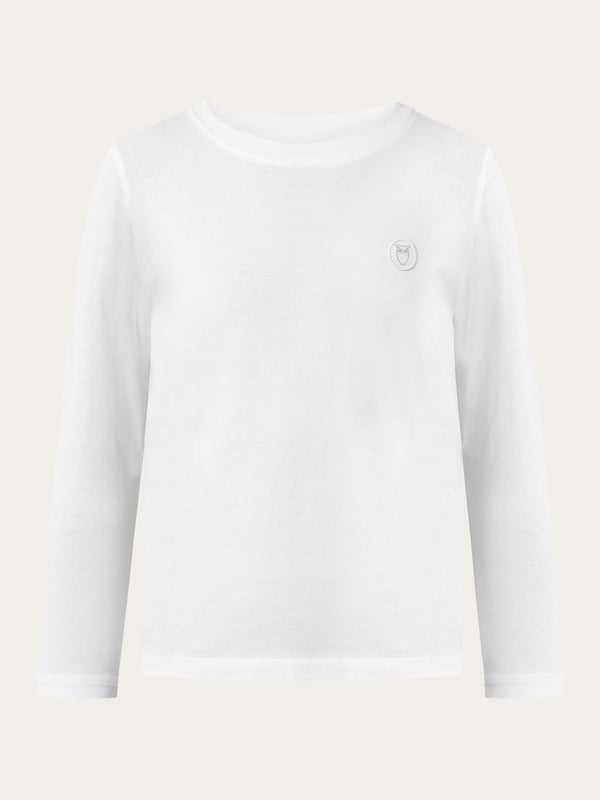 KnowledgeCotton Apparel - YOUNG Regular fit badge long sleeved Long Sleeves 1010 Bright White