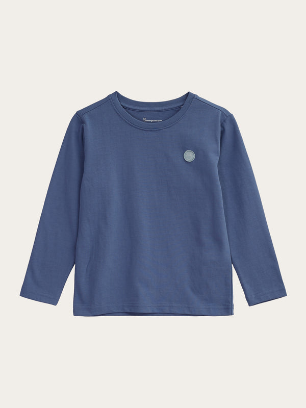 KnowledgeCotton Apparel - YOUNG Regular fit badge long sleeved Long Sleeves 1432 Moonlight Blue