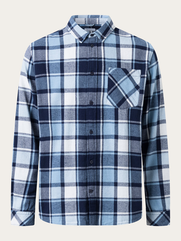 KnowledgeCotton Apparel - MEN Regular fit checkered shirt Shirts 7021 blue check