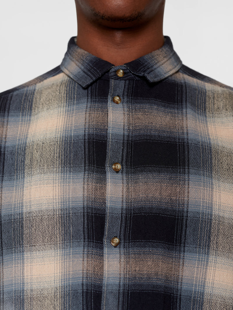 KnowledgeCotton Apparel - MEN Regular fit checkered shirt - GOTS/Vegan Shirts 7021 blue check