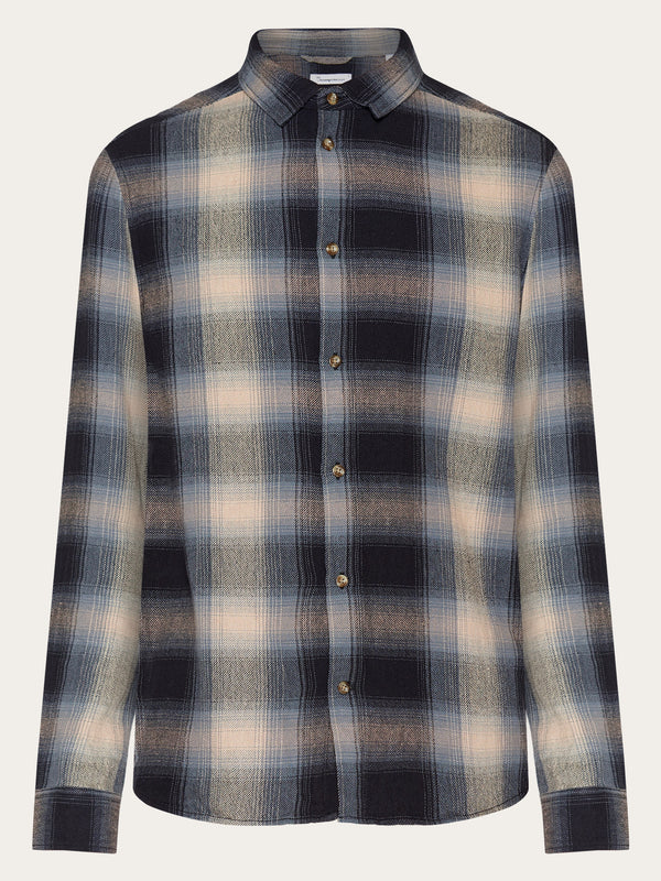 KnowledgeCotton Apparel - MEN Regular fit checkered shirt - GOTS/Vegan Shirts 7021 blue check