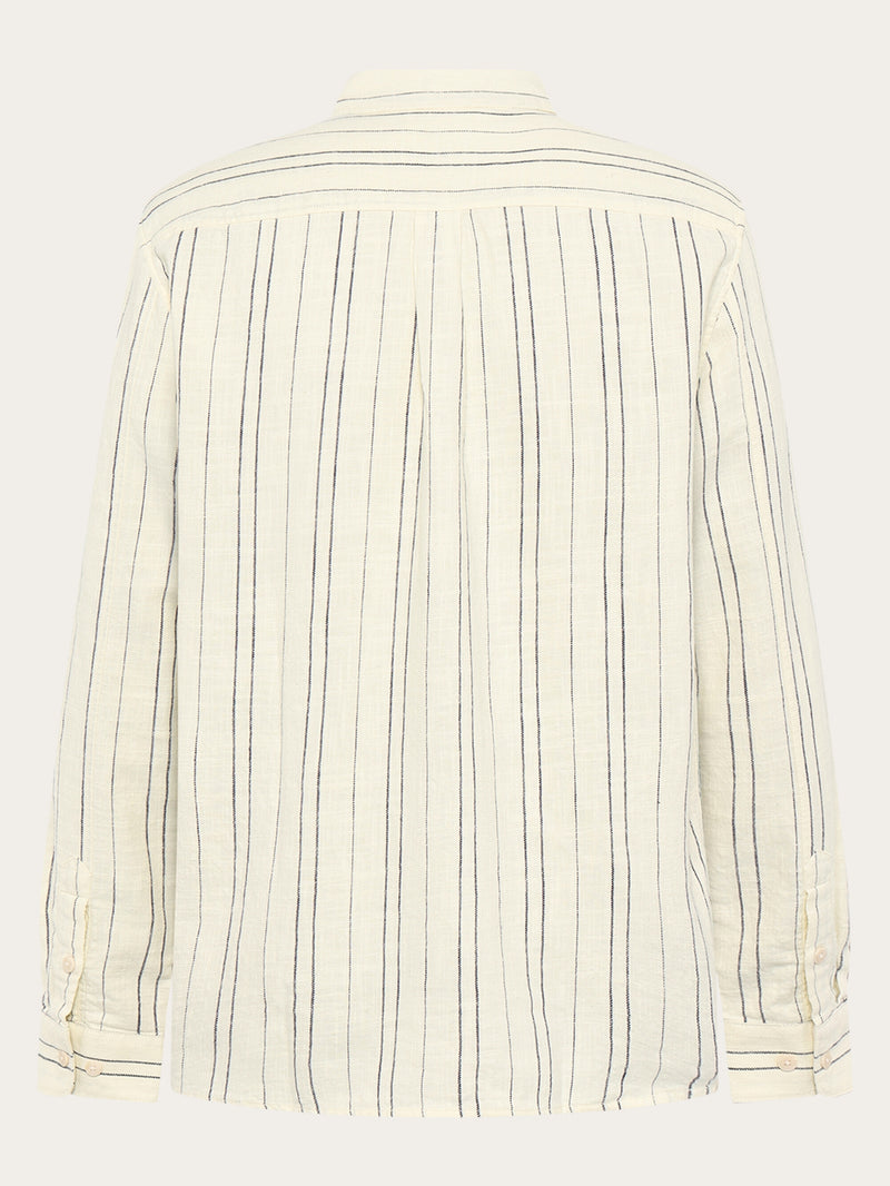 KnowledgeCotton Apparel - MEN Regular fit checkered shirt - GOTS/Vegan Shirts 8020 White stripe