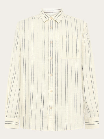 KnowledgeCotton Apparel - MEN Regular fit checkered shirt - GOTS/Vegan Shirts 8020 White stripe