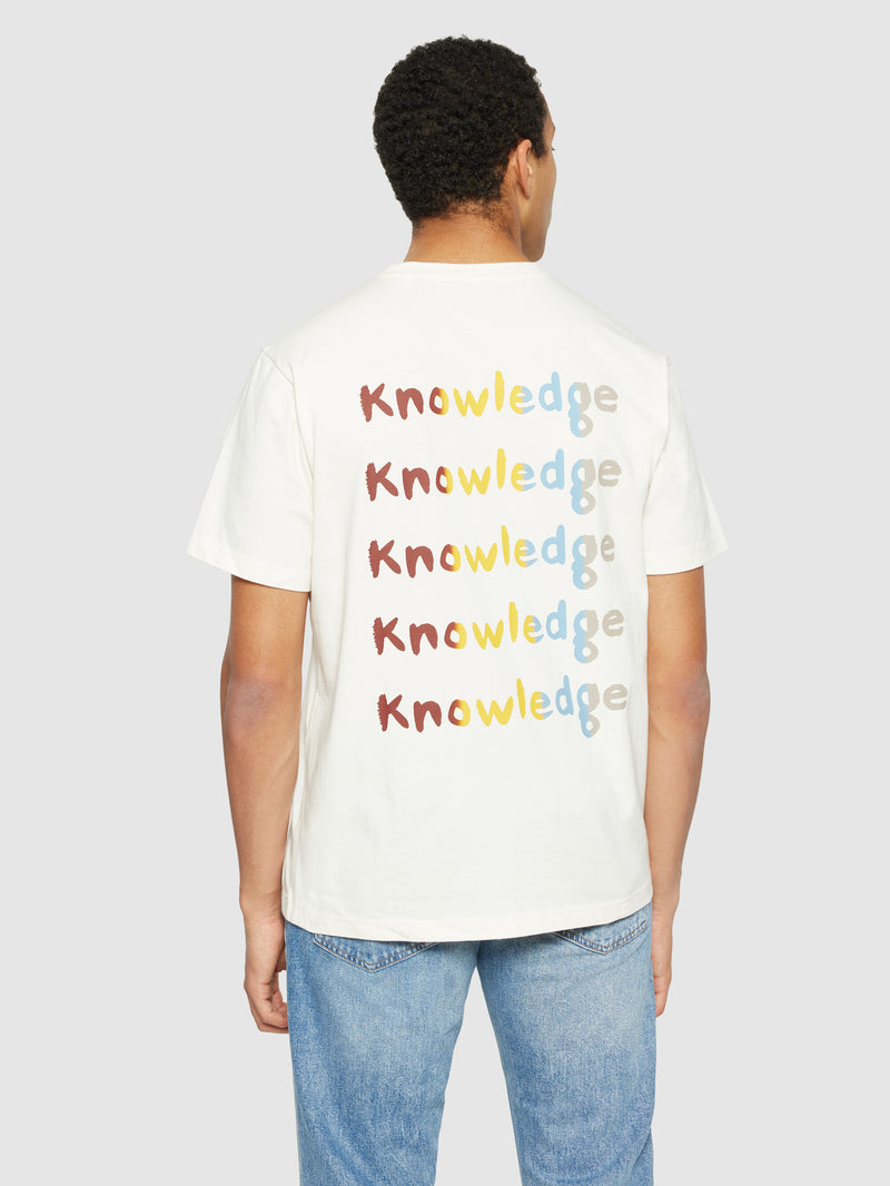 KnowledgeCotton Apparel - MEN Regular fit colorful trademark print t-shirt - Regenerative Organic Certified® - GOTS/Vegan T-shirts 1387 Egret