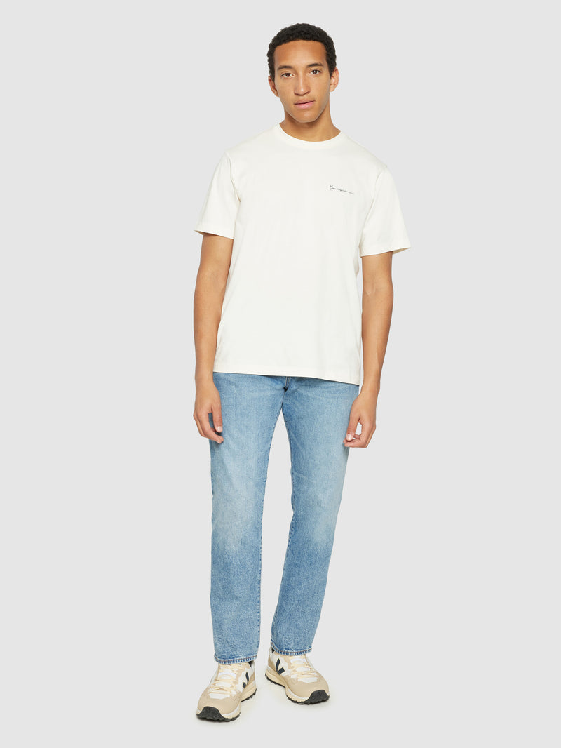 KnowledgeCotton Apparel - MEN Regular fit colorful trademark print t-shirt - Regenerative Organic Certified® - GOTS/Vegan T-shirts 1387 Egret