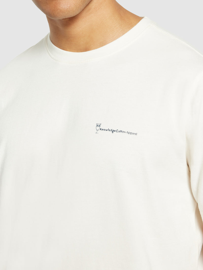 KnowledgeCotton Apparel - MEN Regular fit colorful trademark print t-shirt - Regenerative Organic Certified® - GOTS/Vegan T-shirts 1387 Egret