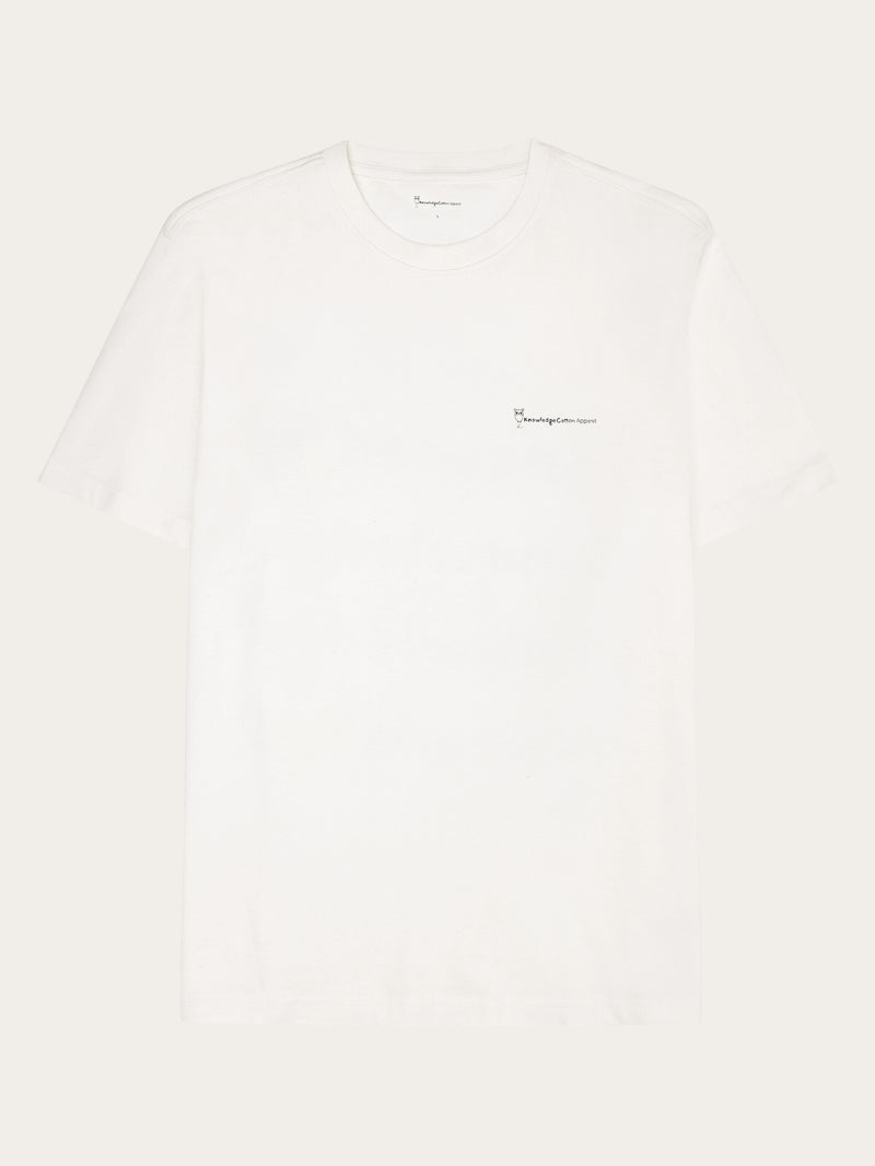 KnowledgeCotton Apparel - MEN Regular fit colorful trademark print t-shirt - Regenerative Organic Certified® - GOTS/Vegan T-shirts 1387 Egret