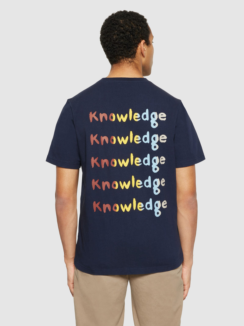 KnowledgeCotton Apparel - MEN Regular fit colorful trademark print t-shirt - Regenerative Organic Certified® - GOTS/Vegan T-shirts 1412 Night Sky