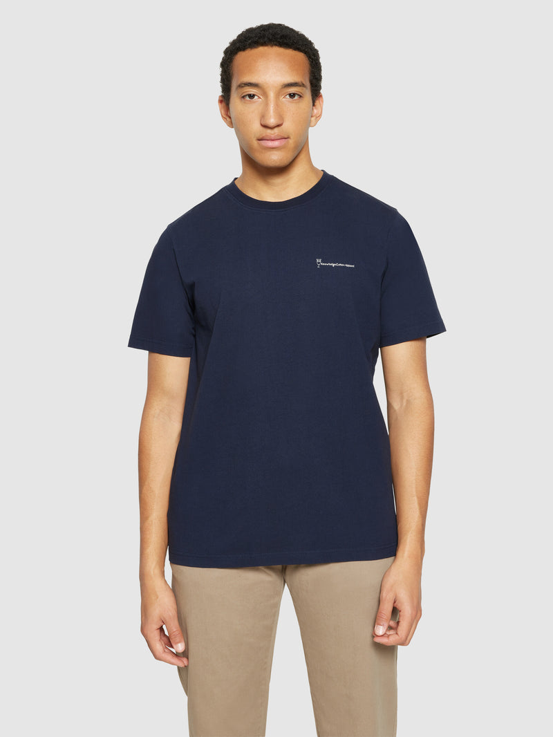 KnowledgeCotton Apparel - MEN Regular fit colorful trademark print t-shirt - Regenerative Organic Certified® - GOTS/Vegan T-shirts 1412 Night Sky