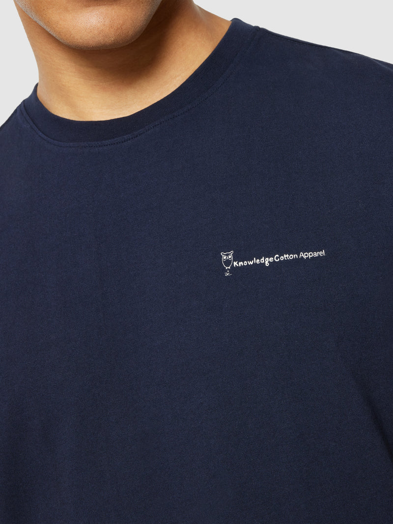 KnowledgeCotton Apparel - MEN Regular fit colorful trademark print t-shirt - Regenerative Organic Certified® - GOTS/Vegan T-shirts 1412 Night Sky