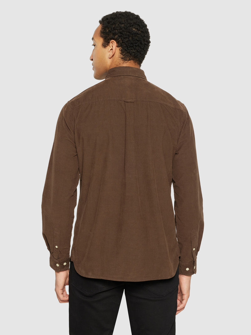 KnowledgeCotton Apparel - MEN Regular fit corduroy shirt Shirts 1243 Demitasse (brown)