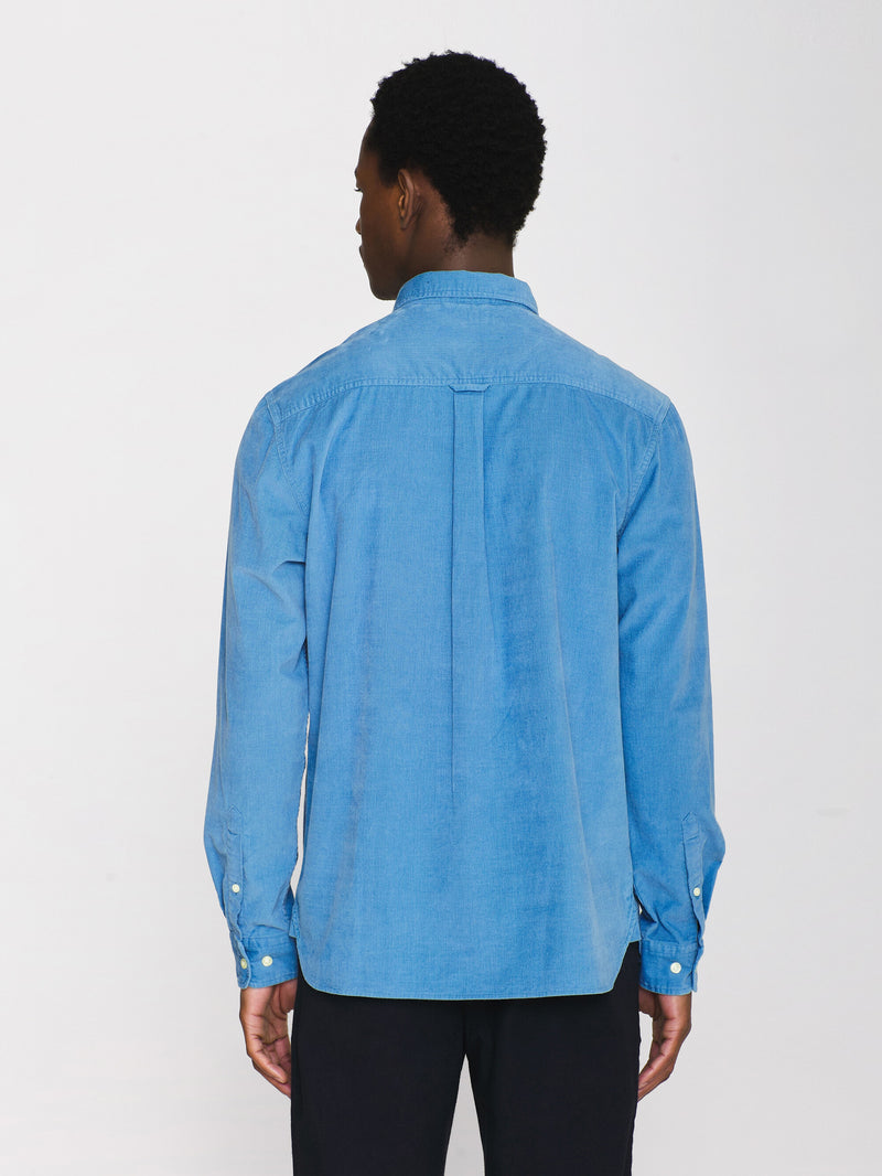 KnowledgeCotton Apparel - MEN Regular fit corduroy shirt Shirts 1427 Coronet Blue
