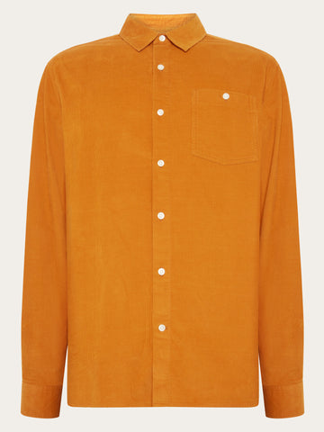 KnowledgeCotton Apparel - MEN Regular fit corduroy shirt Shirts 1485 Pumpkin Spice