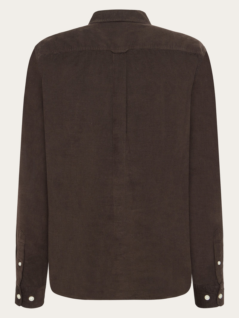KnowledgeCotton Apparel - MEN Regular fit corduroy shirt Shirts 1487 Chocolate Torte
