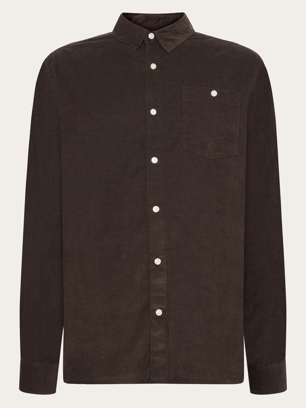 KnowledgeCotton Apparel - MEN Regular fit corduroy shirt Shirts 1487 Chocolate Torte