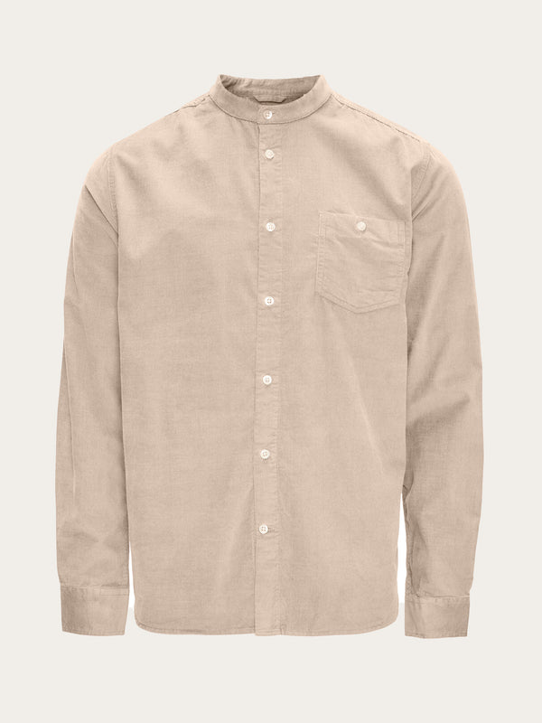KnowledgeCotton Apparel - MEN Regular fit corduroy strand collar shirt Shirts 1228 Light feather gray