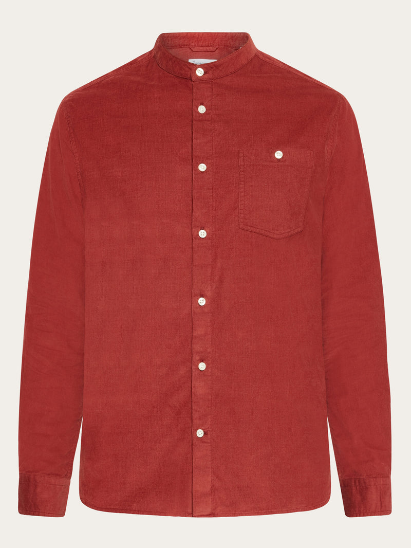 KnowledgeCotton Apparel - MEN Regular fit corduroy strand collar shirt Shirts 1478 Fired Brick