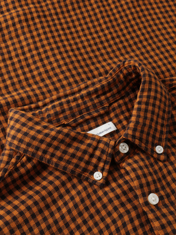 KnowledgeCotton Apparel - MEN Regular fit double layer checkered shirt Shirts 7035 Dark Brown check