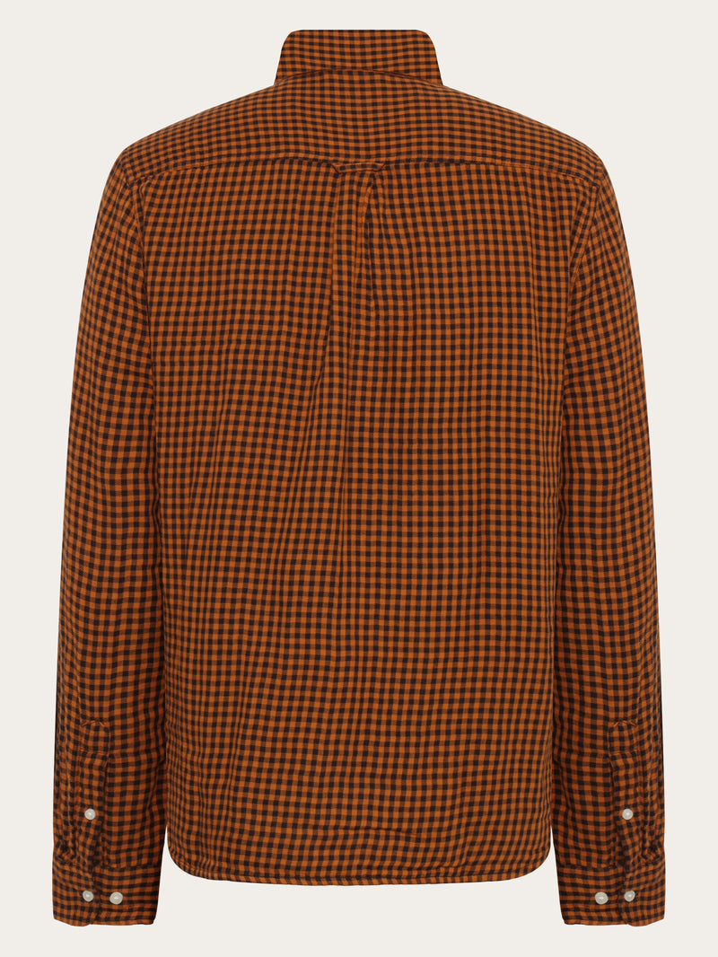 KnowledgeCotton Apparel - MEN Regular fit double layer checkered shirt Shirts 7035 Dark Brown check